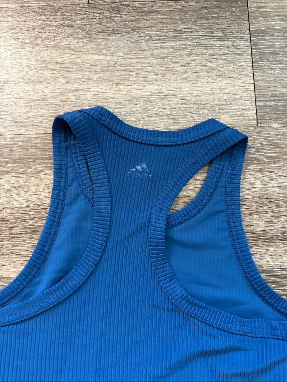 Adidas Ribbed Crop Tank Blue - Picture 7 of 7